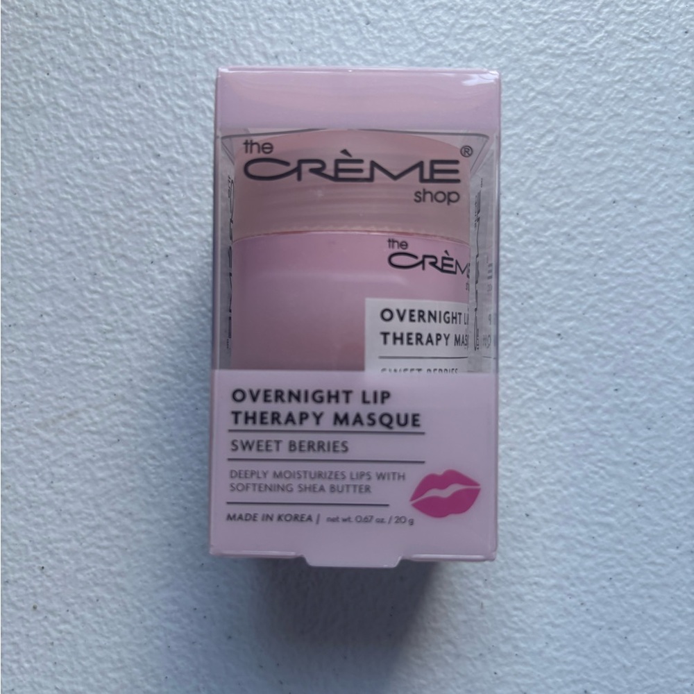 The Crème Shop Overnight Lip Therapy Masque — Sweet Berries (Pink) NIB Unopened.